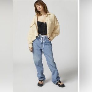 BDG Stanley Waffle Cropped‎ Waffle Button-Top
